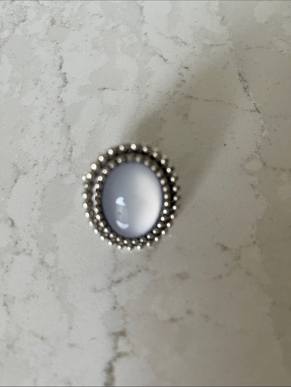 Sterling Silver Beaded Circle Statement Ring - Silver